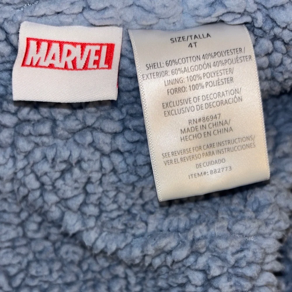 Marvel Boys Blue and Gray Kids Puffer Jacket Featuring Superheroes, Size 4T